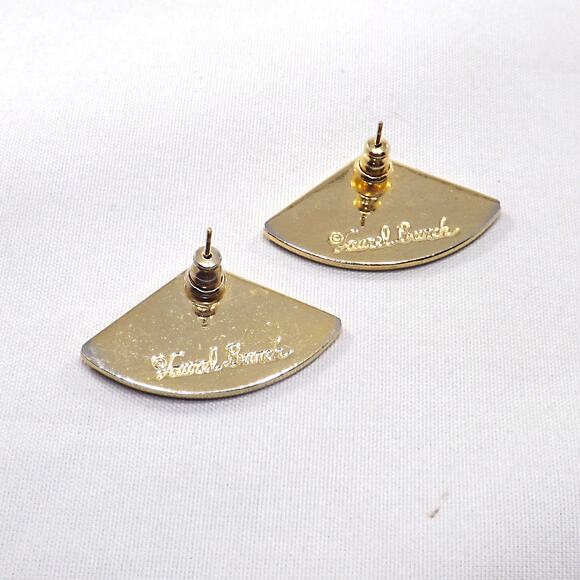 Vintage Laurel Burch Pink Flower Post Earrings, Pink & Gold Sunflowers - Picture 9 of 10